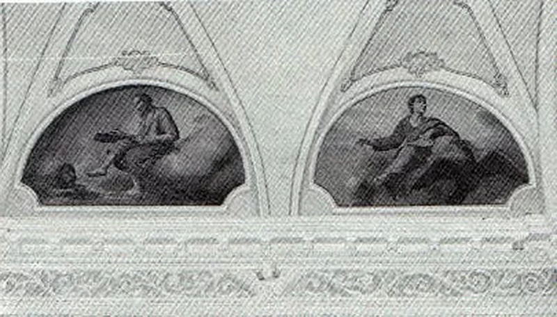 Gli Evangelisti - 1884, affresco, chiesa die SS. Pietro e Paolo, Villa di Lozio (BS)